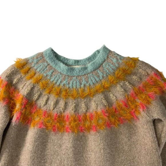 Anthropologie Sleeping On Snow Fair Isle Tunic Sweater XS Wool Blend Crew Winter - Picture 4 of 12